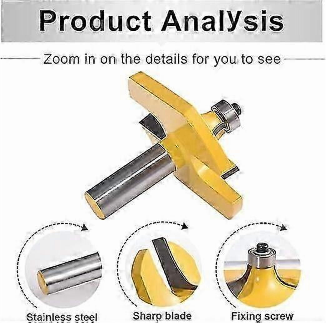 2pcs Handrail Router Bit Set - Standard/Flute Molding Cutter - Shank for Staircase & ramps handrails