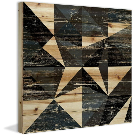 "Dimensional Star" Painting Print on Natural Pine Wood