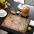 thumbnail image 3 of Red Beige Placemats Set of 6, Vintage Boho Ethnic Geometric Abstract Art Placemats for Dining Table, Place Mats for Kitchen Tabletop, Waterproof Wipeable Dining Table Mats Set, 3 of 9