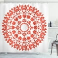 thumbnail image 1 of Ambesonne Mandala Shower Curtain, Hungarian Round Folk Art, 69"Wx70"L, White and Vermilion, 1 of 3