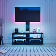 thumbnail image 3 of Heynemo TV Stand with Mount and LED Light, Swivel Entertainment Center for TVs 32"-65", 3-Tier Gaming Media Console Tablefor Living Room, Bedroom, Office, Black, 3 of 8
