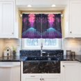thumbnail image 5 of Yayeee Kitchen Curtains Tier Pair Light Filtering 27"x36" Rod Pocket Short Cafe Window Panel, Night Neon Road, 5 of 7