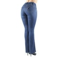 thumbnail image 2 of Fashion2Love Women's Juniors Colombian Design Butt Lift Push Up Mid Waist Boot Leg Jeans, 2 of 10