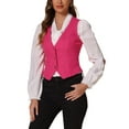 thumbnail image 4 of INSPIRE CHIC Women's Denim Vest V Neck Button Down Casual Jean Waistcoat Sleeveless Jakcet XS Hot Pink, 4 of 5