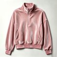 thumbnail image 7 of Women Quarter Zip Pullover Long Sleeve Velvet Sweatshirt Soft Cozy Lightweight Fall Winter Casual Loose Fit Tops Warm Outdoor Sports Wear M, 7 of 7