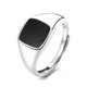 thumbnail image 2 of Anillo abierto estilo hip hop estilo punk tendencia plata S925 gota negra pegamento cuadrado redondo, 2 of 6