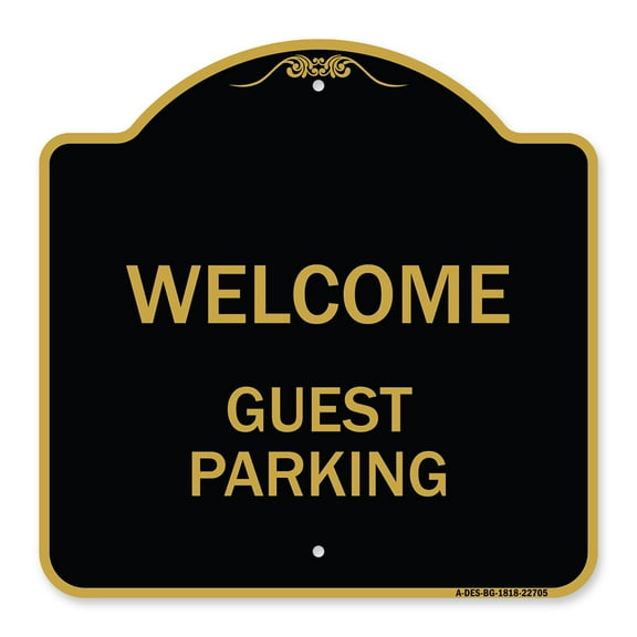 SignMission A-DES-BG-1818-22705 18 x 18 in. Designer Series Sign - Welcome Guest Parking, Black & Gold