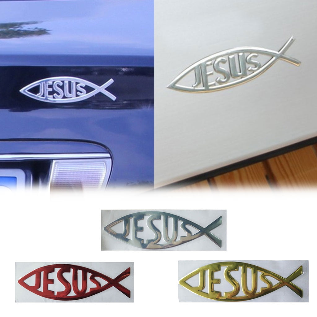 Buy TIERPOP 3D Car Sticker Jesus Fish Emblem Badge Decals Motorcycle ...