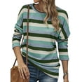 thumbnail image 6 of Xuanfei Women Stripe Printed Crew Neck Long Sleeve Casual Top, 6 of 7