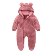 aidice Newborn Boy Girl Clothes Toddler Fleece Hooded Onesie Infant Cute Footed Rompers Winter Unisex