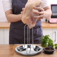 thumbnail image 4 of HLONK Support de Rôtissage en Acier Inoxydable 1 Pce - Support de Poulet Multifonction avec Bac d'Égouttement pour Grill Four - Support de Rôtissoire Antiadhésif Pliable et Durable pour Camping en Plein Air et Maison, 4 of 7