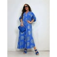 thumbnail image 3 of Women'S Floral Print Boho Dress Side Split Deep V Neck Short Sleeves Maxi Dress A-Line Flowy Maxi Dresses Blue 5XL, 3 of 5