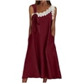 thumbnail image 1 of Vestido de Verano Casual sin Mangas Gradual de las Mujeres Vestido Largo con Cuello en V, Vestido de Vacaciones de Poliéster Suave, 1 of 8