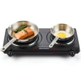 thumbnail image 1 of Elite Gourmet EDB-302BF# - Quemador de hierro fundido doble, placa caliente eléctrica de 1500 vatios, controles de temperatura, luces indicadoras de alimentación, fácil de limpiar, color negro, 1 of 5