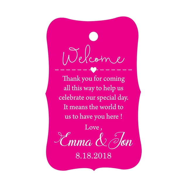 100 PCS Wedding Welcome Personalized Wedding Favor Gift Paper Tags Custom Made Thank you Hang Tags
