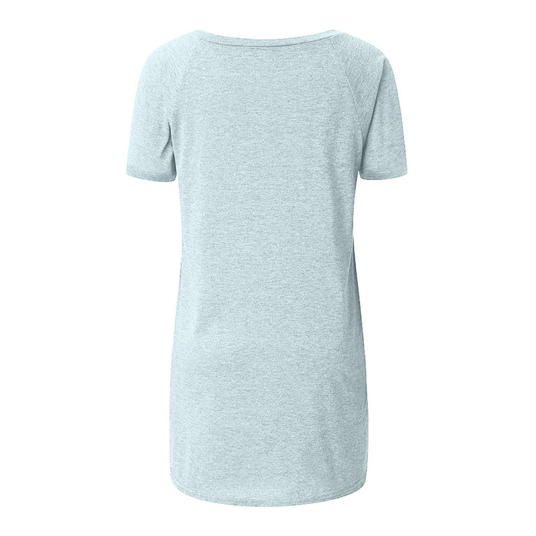 Patlollav Womens Plus Size Long Shirt Short Sleeve T-Shirt Oversize Tops  Summer V-Neck Tunic Tops Rollbacks 