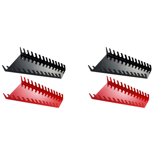 Lot de 4 Organiseurs de Clés en Métal - Plateau de Support de Clés Premium, Solutions de Rangement Murales pour Clé 2 Rouge & 2 Noir