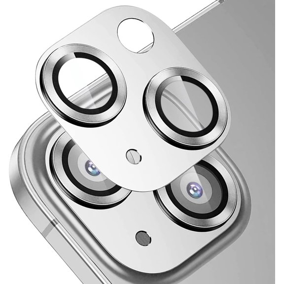 Compatible Camera Lens Protector 3D Metal Plus 9H Tempered Glass Camera Screen Protector Anti Scratch Camera Cover Silver