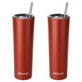 thumbnail image 1 of Ezprogear 34 oz Stainless Steel Slim Tumbler Double Wall Vacuum Insulated Cup with Straws (Cherry), 1 of 5