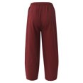 thumbnail image 5 of Men's Casual Loose Solid Color Linen Pants, Cotton Linen Wide Leg Harem Trousers Chinese Style for Bohemian Fashion and Comfort,Red,3XL, 5 of 8