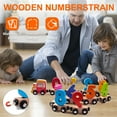 thumbnail image 2 of Compatible with Major Brands Train Set Tracks，11 PCS Wooden Train Set Magnetic Wooden Number Train Set Includes 1 Engine Car, Montessori Toys for 2,3,4 Years Old Toddlers Boys and Girls, 2 of 6