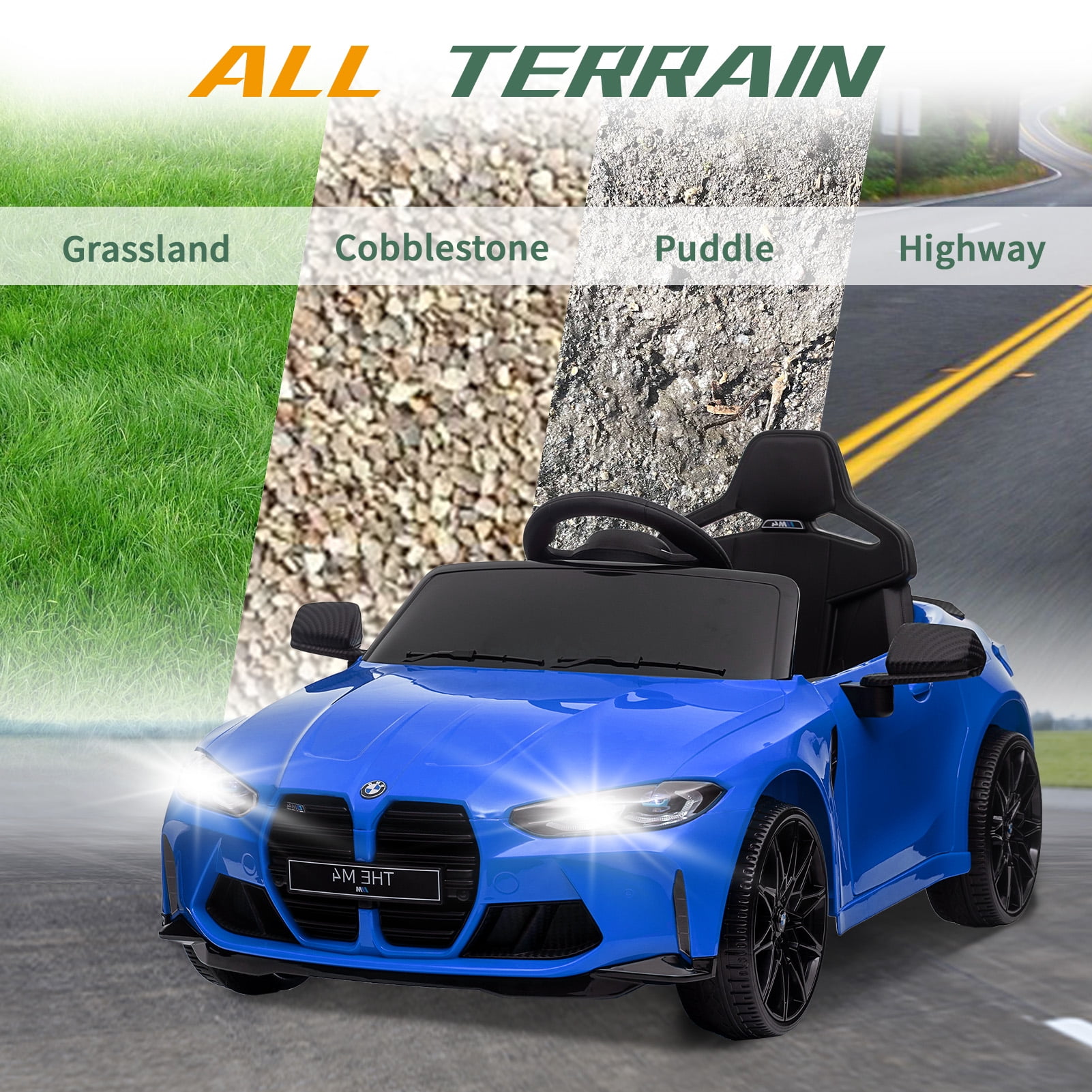 Homefun BMW M4 12V Blue Ride On Car for Kids,With Parents Remote Control,Kids Electric Car,Battery Powered Cars for Kids