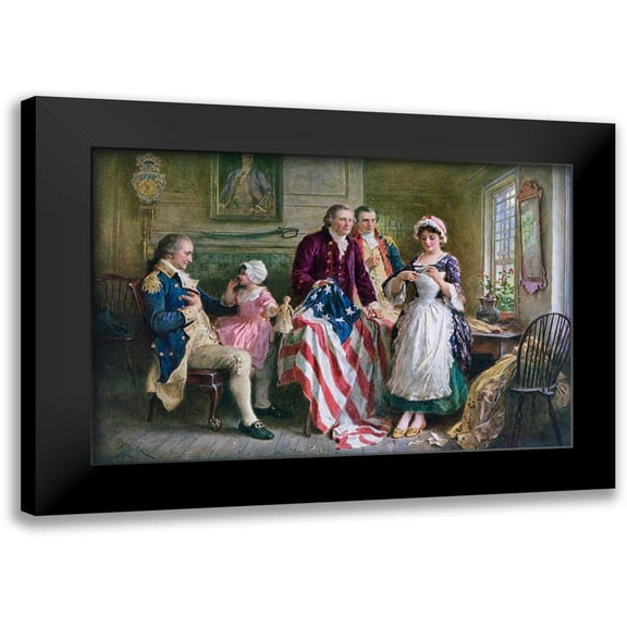 Ferris, Jean Leon Gerome 14x11 Black Modern Framed Museum Art Print Titled - Betsy Ross 1777