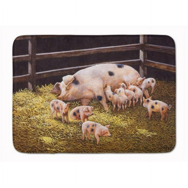 Carolines Treasures BDBA0296RUG Pigs Piglets at Dinner Time Machine Washable Memory Foam Mat
