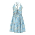 thumbnail image 4 of Youyipin womens Summer dresses Floral V Neck Adjustable Spaghetti Casual Short Dress with Ring cocktail dresses for women, 4 of 7