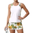 thumbnail image 4 of JULMCOMO Tankini Swimsuits for Women Sunflower Print Drawstring Crew Neck Sports Bathing Suit Summer Vacation 2 Piece Swimsuit Gold XL, 4 of 6