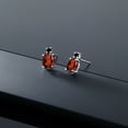 thumbnail image 4 of Gem Stone King 14k White Gold Red Garnet and Black Diamond Earrings for Women (2.53Cttw, GemstoneJanuary Birthstone, Oval 8X6MM, Round 2.5MM), 4 of 5