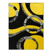Oxford Collection Rugs - Yellow, Grey, Black, Retro Abstract Design Premium Soft Area Rug  (5'1" x 7'2" Rug Size)