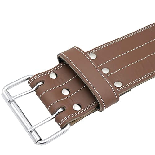G4 Vision - Leather Power Weight Lifting Adjustable Belt 4" Gym Fitness Bodybuilding Back Support Weightlifting Heavy Workout (Medium, Brown)