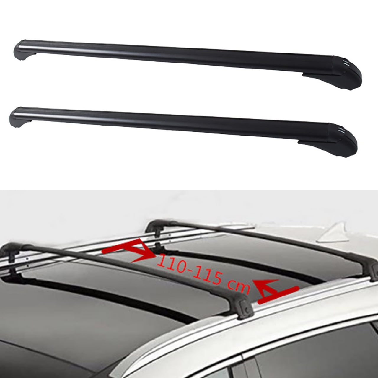 Labwork Universal 43.3in Aluminum Roof Luggage Rack Cross Bar Carrier Adjustable Window Frame - 110cm