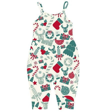 

Odeerbi Clearance Christmas Bib Overall Toddler Baby Girl Jumpsuits Strap Romper Christmas Wapiti Pants With Pockets Green