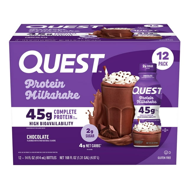 Quest 45g Chocolate Protein Milkshake 14 fl. oz., 12 pk.