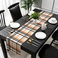 thumbnail image 3 of Orange Black Plaid Table Runner 70 Inches Long, Farmhouse Orange Black Checkered Kitchen Coffee Dining Table Decoration for Home Party Birthday Wedding Home Decor 13x70 Inches, 3 of 8