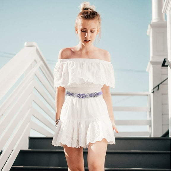 PTOOTP Women's Rhinestone Wedding Belt, Comfortable Fit Formal Dress Sash, Elegant Party Accessory, 1 Set