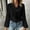 Black, variant on Blouses for Women Trendy Ruffle Trim V-Neck Blouse with Bubble Long Sleeve Office Smart Casual Date Top Orange M