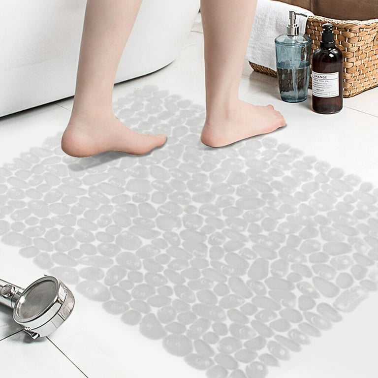 1pc Solid Color Anti-slip Bathroom Mat, Shower Mats With Hollow Design,  Waterproof Toilet Rugs