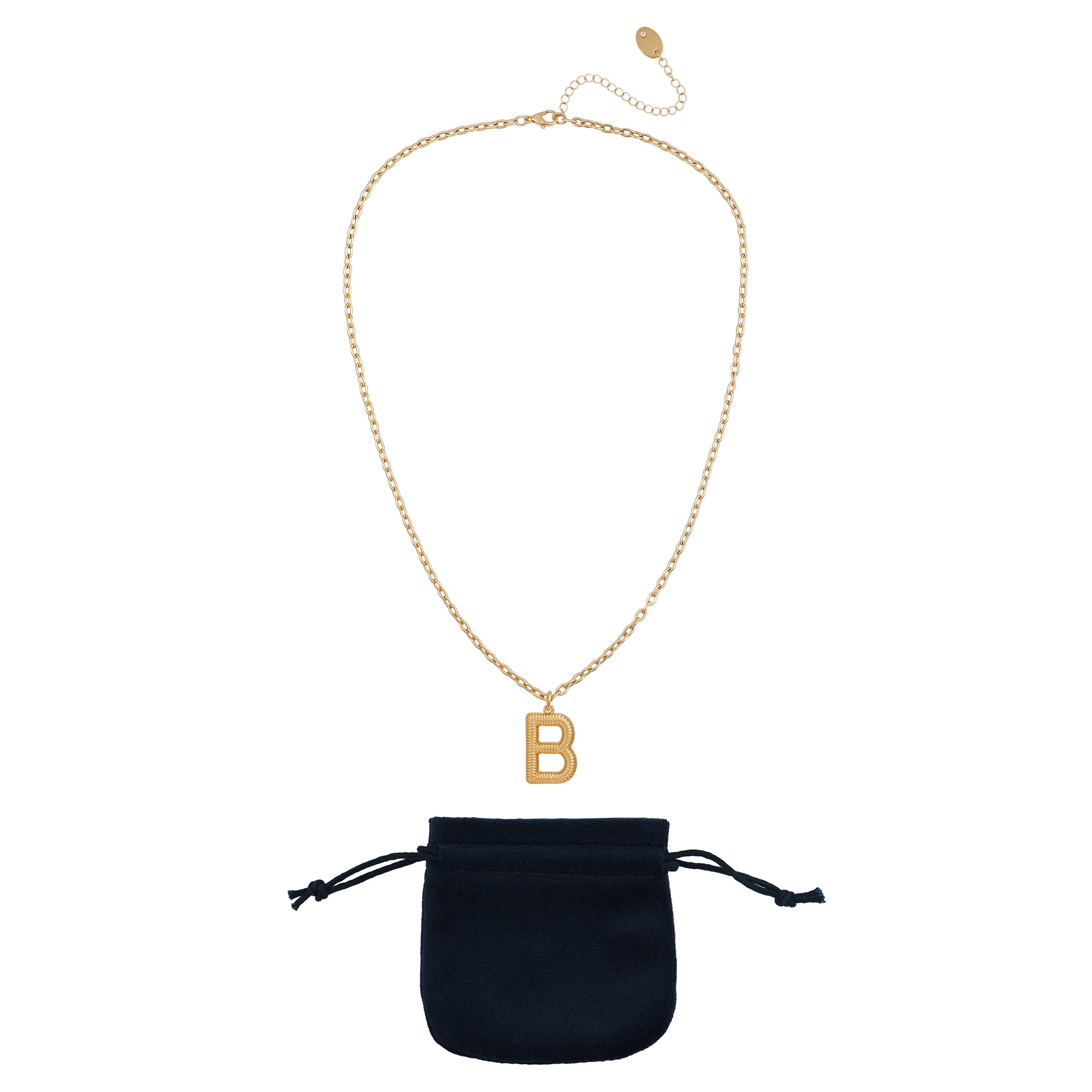 Time and Tru Women's Goldtone Initial B Necklace with Giftable Pouch