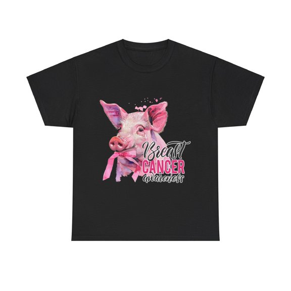 Pink Pig Breast Cancer Ribbon Shirt, Support Pink Ribbon Shirt ID-0629-BPMX