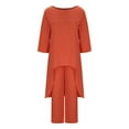 thumbnail image 5 of Annhoo Cotton Linen Outfits for Women 2 Piece Long Sleeve Irregular Hem Tunics with Trousers Lightweight Loose Sets, 5 of 7