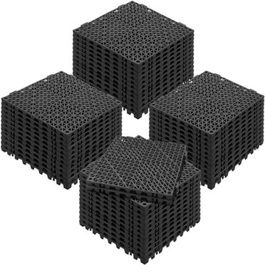 KFFKFF Connectable Tiles 50PCS in Black, 12" x 12" Joint Tiles, Flexible PVC Linkable Drainage Floor Tiles, Anti-Slip with Drainage Openings for Lavatory, Restroom, Kitchen, Pool, Damp Zones