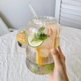 thumbnail image 3 of HUGFEGWE 2 Pcs Ribbed Glass Cups 29oz Ripple Drinking Glasses Set Vintage Wave Shape Iced Coffee Glasses Beverage Glasses for Cocktail Beverage Juice Milk CJB91-32372, 3 of 7