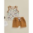 thumbnail image 2 of Suealasg Toddler Boys Summer Outfit Sleeveless Dinosaur Print Tank Top and Elastic Waist Shorts Sets 2Pcs Kids Baby Boys Hawaiian Beach Vacation Clothes, 2 of 9