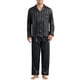 thumbnail image 1 of INSPIRAR CHIC Conjunto de Pijamas Casuales de 2 Piezas de Satén de Manga Larga a Rayas para Hombre - Negro, 1 of 6