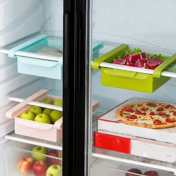 Slide Out Refrigerator Organizer Drawer Adjustable Storage Rack Pull Out Design For Food Kitchen Space Saving