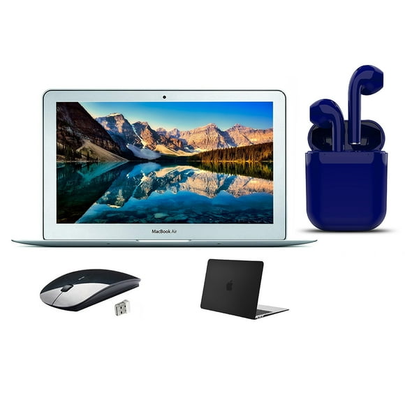 Refurbished | Apple MacBook Air 11.6-inch | Intel Core i5 | 8GB RAM | Mac OS | 128GB SSD | Bundle: USA Essentials Bluetooth/Wireless Airbuds, Wireless Mouse, Black Case By Certified 2 Day Express