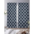 thumbnail image 4 of Navy Blue Morocco Semi Sheer Curtains 108 Inch Length 2 Panels Set, Modern Farmhouse Minimalist Plaid Sheer Kitchen Curtain Privacy Voile Window Curtain for Living Room Bedroom Rod Pocket Drapes, 4 of 7